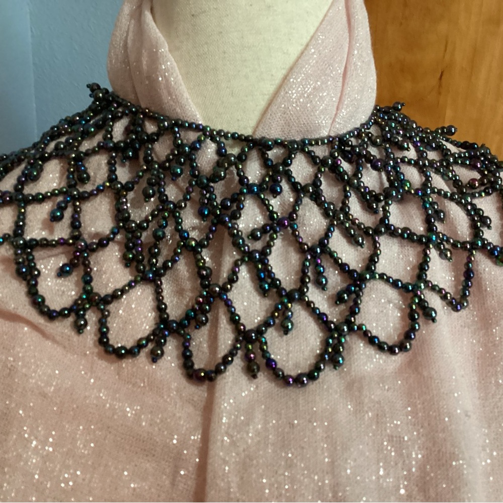 Vintage purple and green iridescent beaded collar